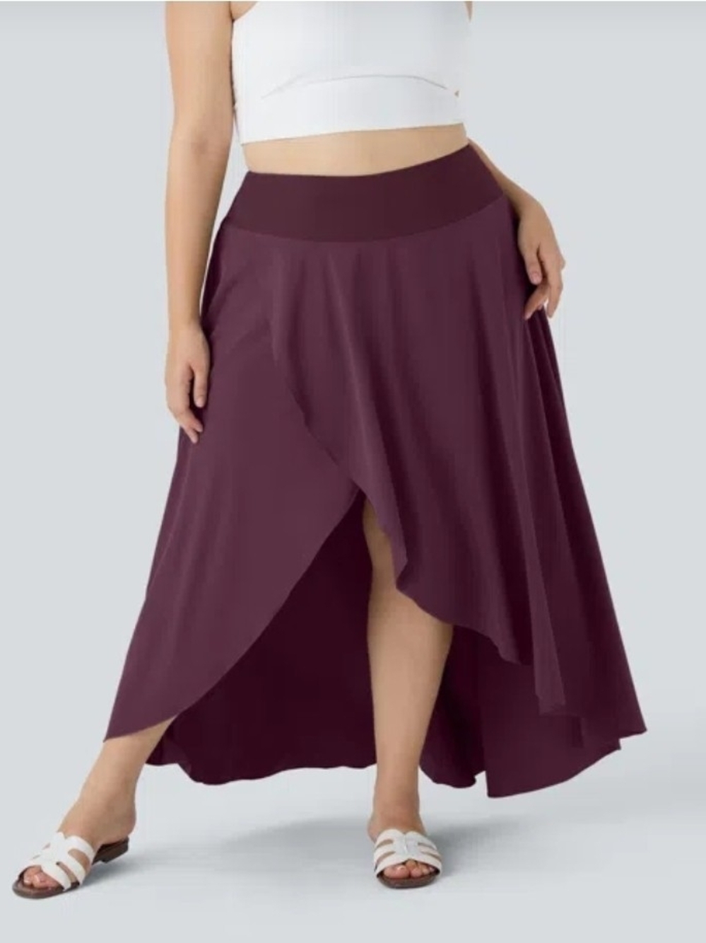 EUC HALARA High-Low Wrap Maxi Skirt - Wine